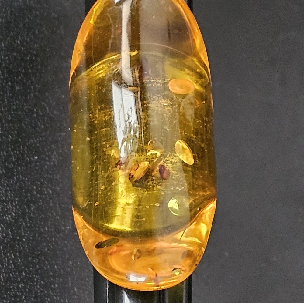 Elegant Amber RING with Inclusions,SIZE 9